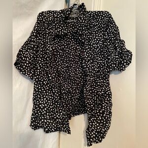 VTG Options On Melrose Button Down Shirt Black White Geometric Small